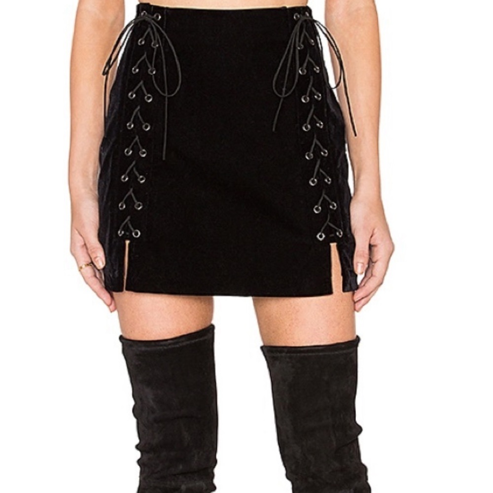 Endless Rose Lace Up Black Mini Skirt